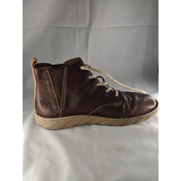 Tony Lama Brown Leather Lace Up Men\' Boots Size 10.5 Round Toe Ankle Rubber Sole main image 4